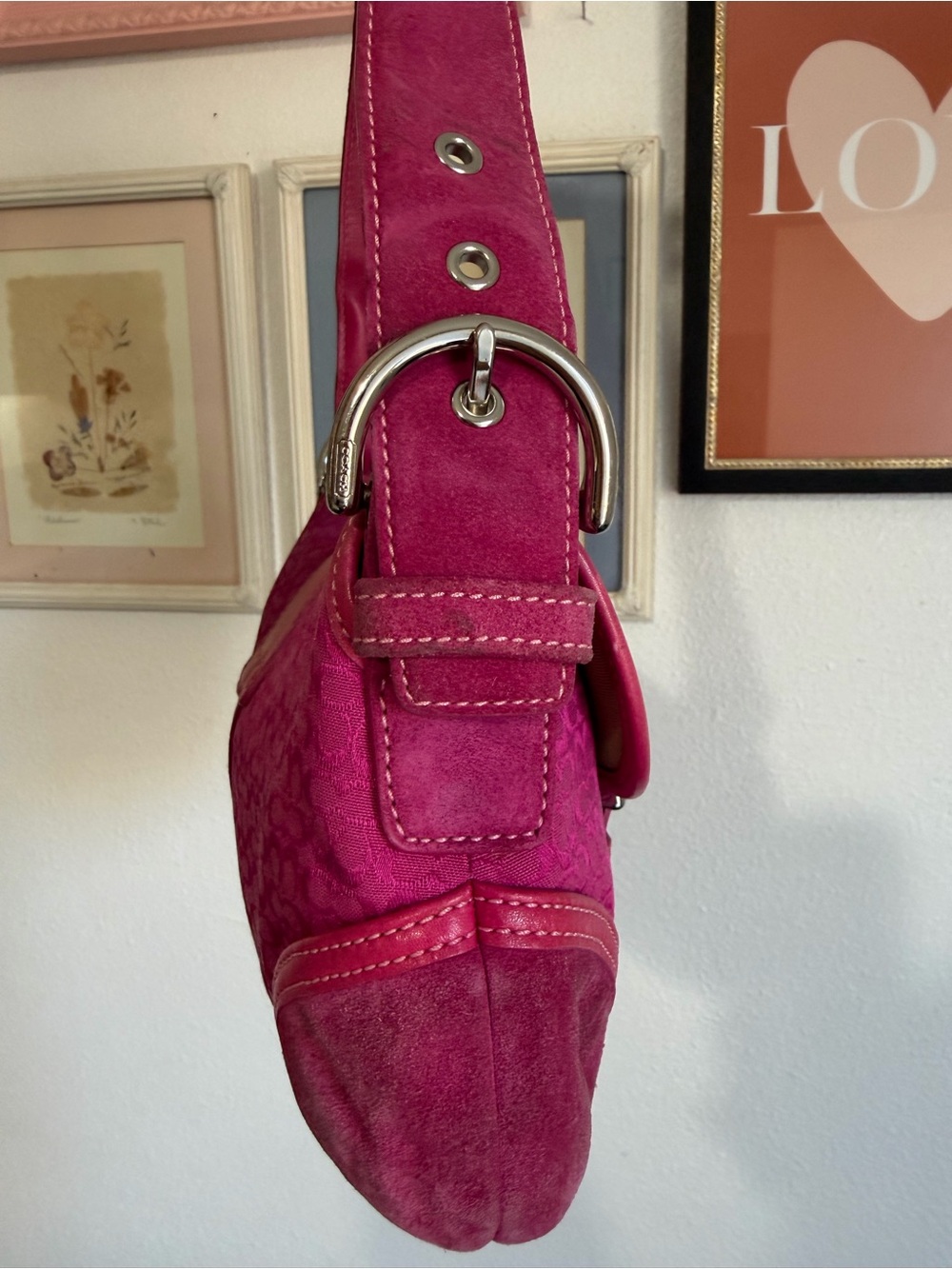 Coach 6818 Mini Soho Signature Canvas Buckle Shoulder Bag in Pink - Picture 9 of 17